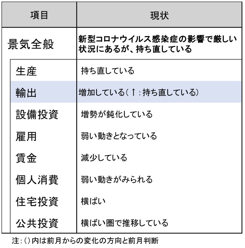 2021年5月の景気判断～新型コロナウイルス感染症の影響で厳しい状況にあるが、持ち直している
