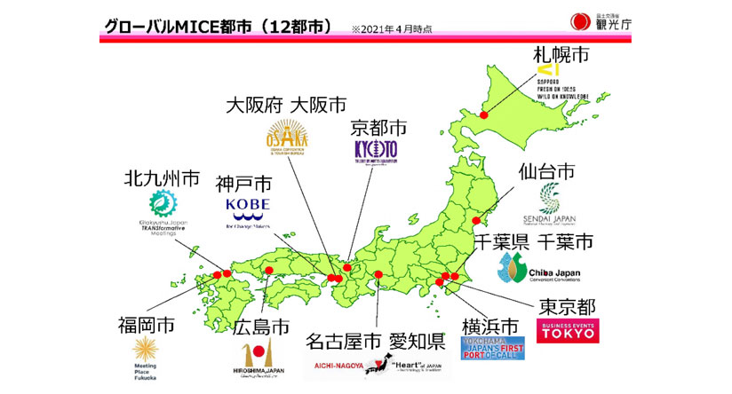 図　戦略的に国際MICEを誘致する「グローバルMICE都市」の顔ぶれ